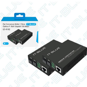 Par Conversor Mídia 1 Fibra Óptica para RJ45 para 100MBPS