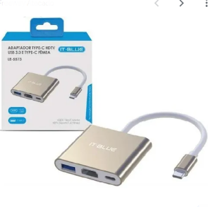 Adaptador Type-C HDTV USB 3.0 e Type-C Fêmea